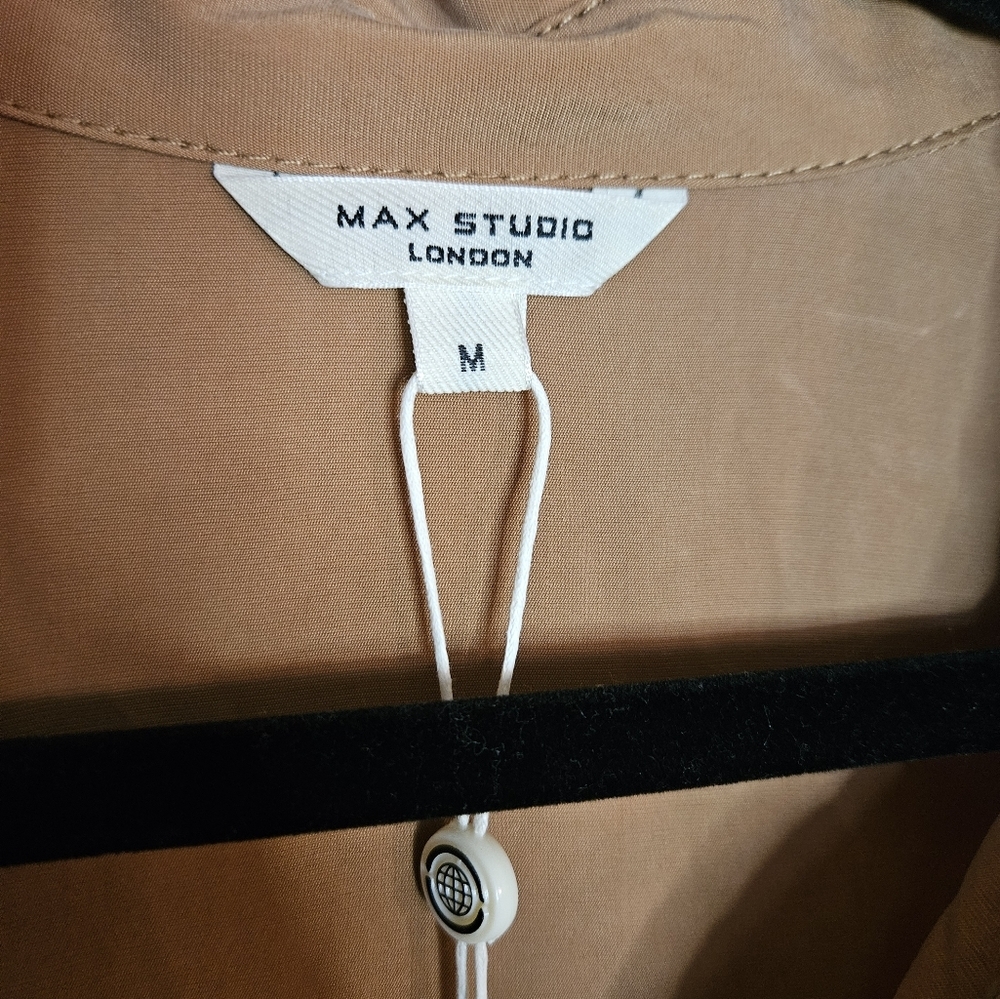 Max Studio Burnt Orange Tiered Midi Shirt Dress - Picture 3 of 8